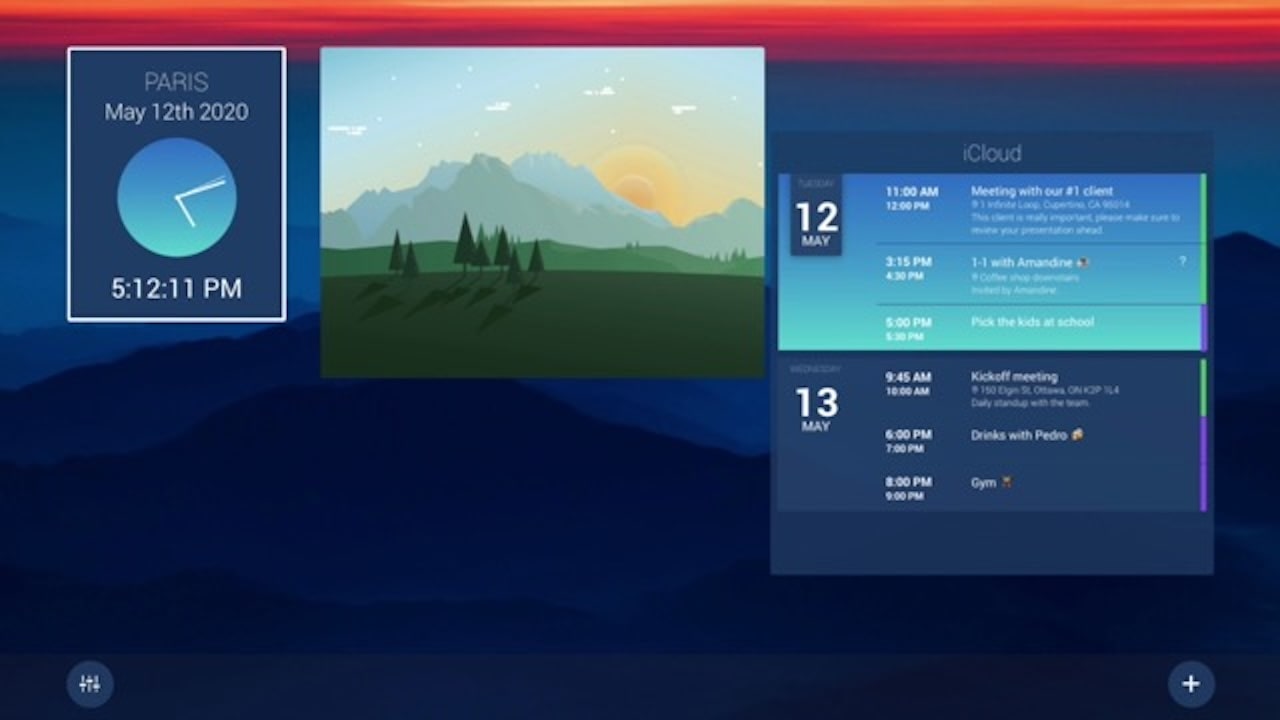 Dashbd dashboard showing widgets on a TV screen